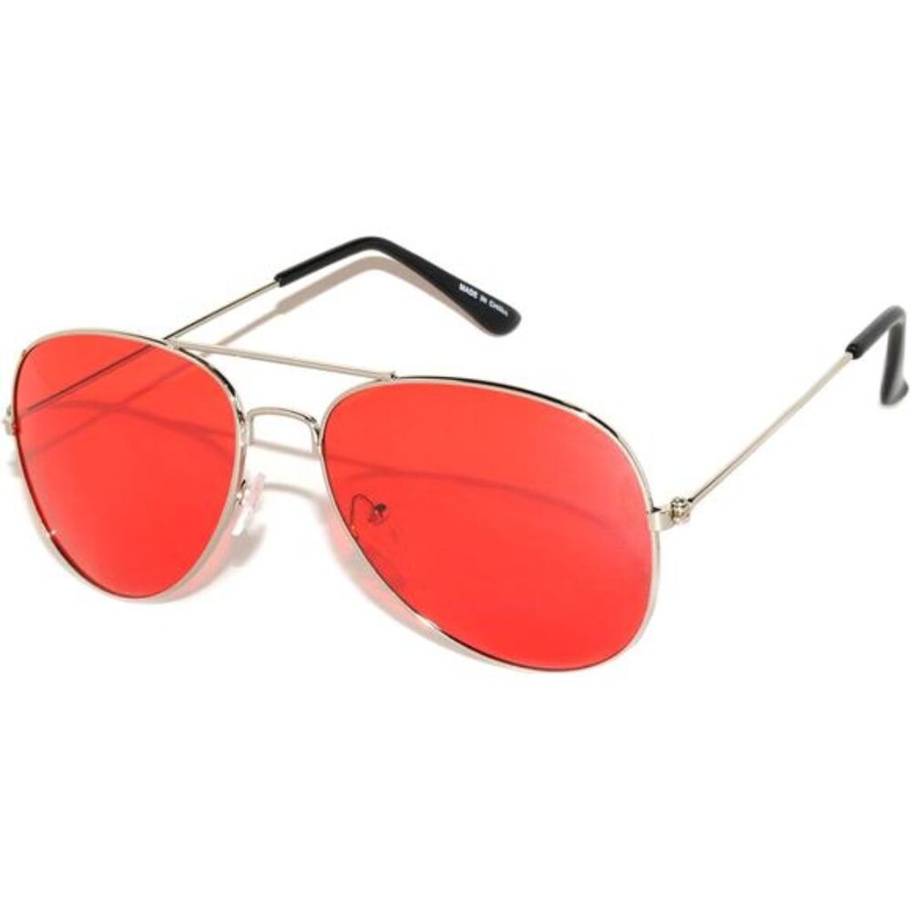 Classic Aviator Style Sunglasses Metal Frame Colored Lens UV 400 Unisex - Picture 2 of 4
